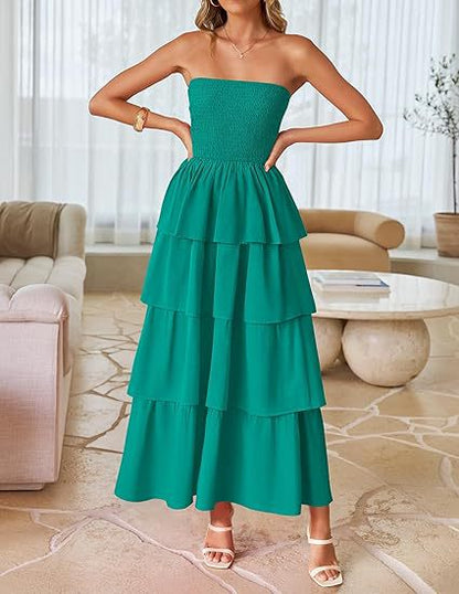 Dress Off-Shoulder Tiered Maxi – Elegant Fit