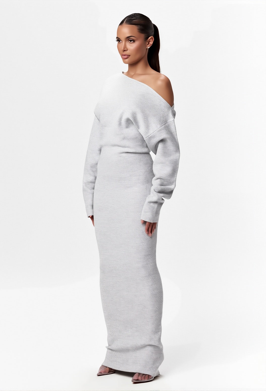 Zenith Curve Dress – Sleek Off-Shoulder Look