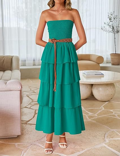 Dress Off-Shoulder Tiered Maxi – Elegant Fit