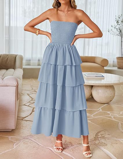 Dress Off-Shoulder Tiered Maxi – Elegant Fit