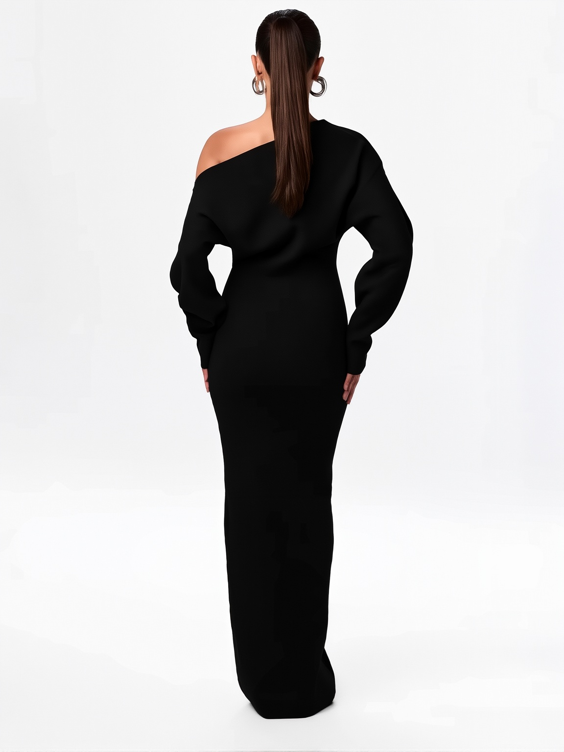Zenith Curve Dress – Sleek Off-Shoulder Look