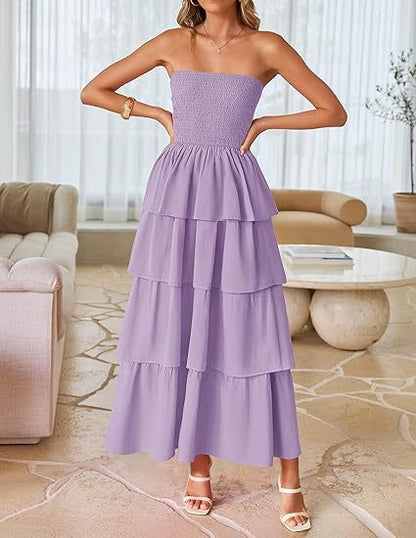 Dress Off-Shoulder Tiered Maxi – Elegant Fit
