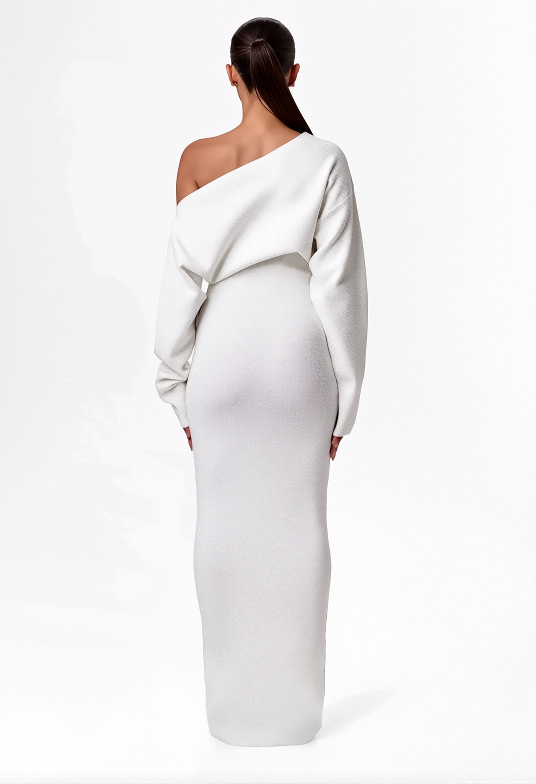 Zenith Curve Dress – Sleek Off-Shoulder Look